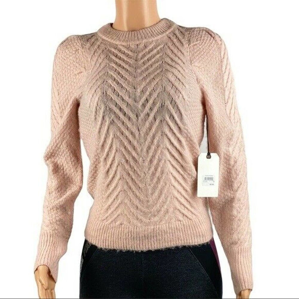 Leith Women's Sweater Pink XS Brushed Cable Pullover Crewneck Long Sleeve $69